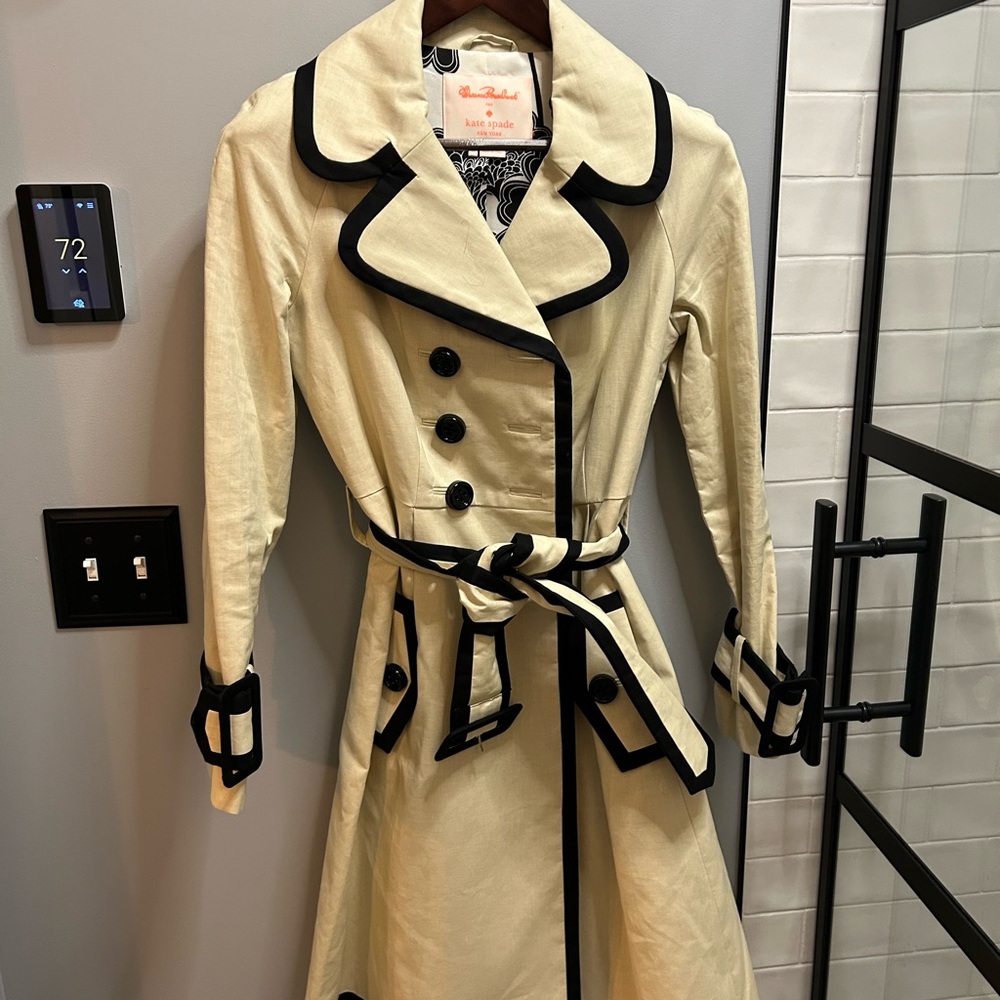Kate Spade Florence Broadhurst Trench Coat with Black Trim-comes with tags!